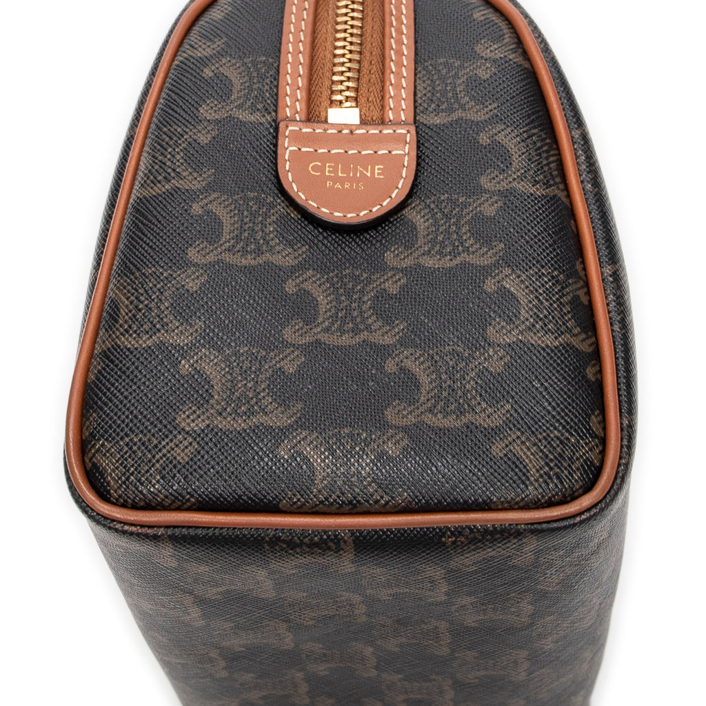 Bolso de Hombro Pequeño Boston Lona Revestida Triomphe Marrón