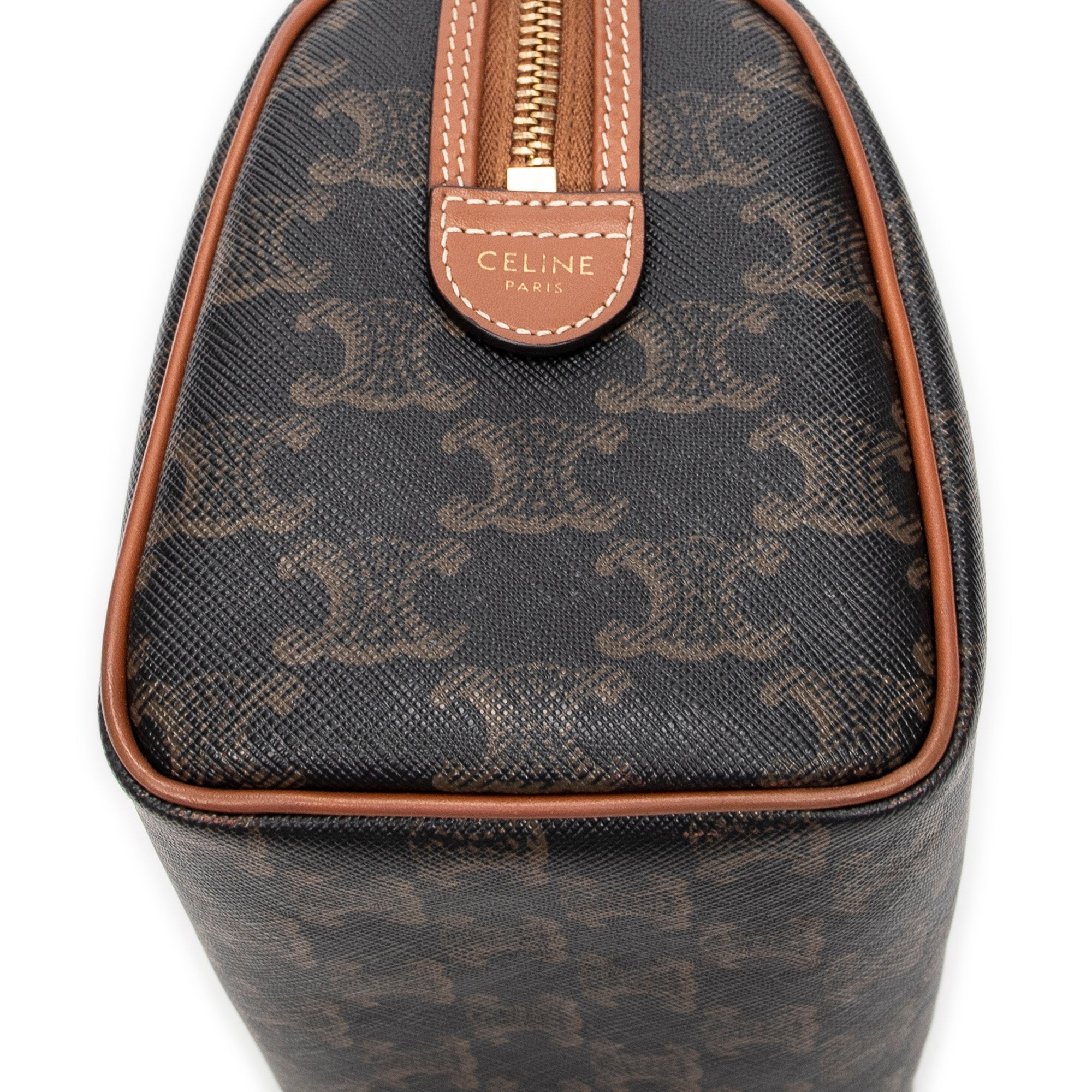 Bolso de Hombro Pequeño Boston Lona Revestida Triomphe Marrón