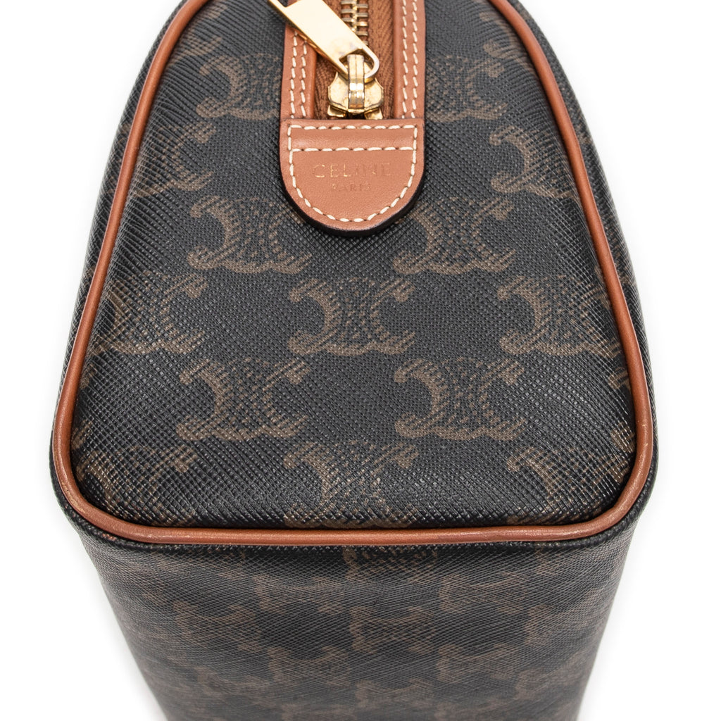 Bolso de Hombro Pequeño Boston Lona Revestida Triomphe Marrón