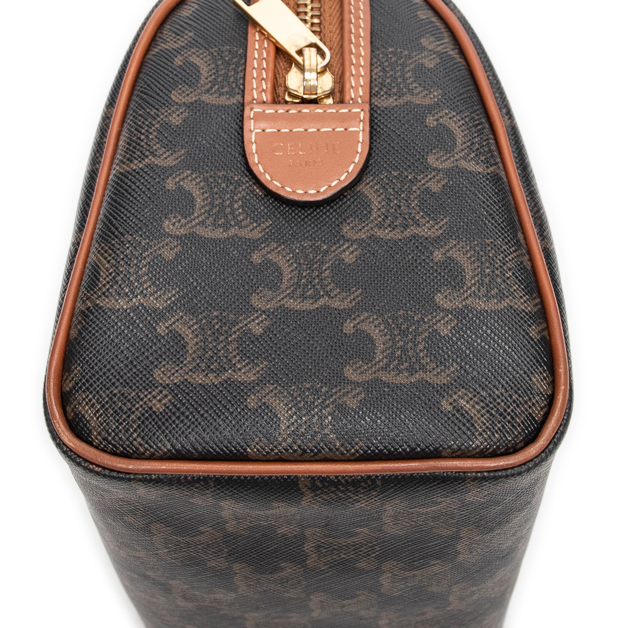 Bolso de Hombro Pequeño Boston Lona Revestida Triomphe Marrón