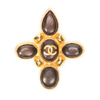 Brooch CC Stone Cross Brooch Gold Gold Plated