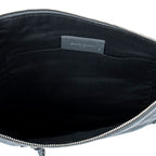 Shoulder Bag Classic Zip Clutch Grey Distressed Calfskin Leather