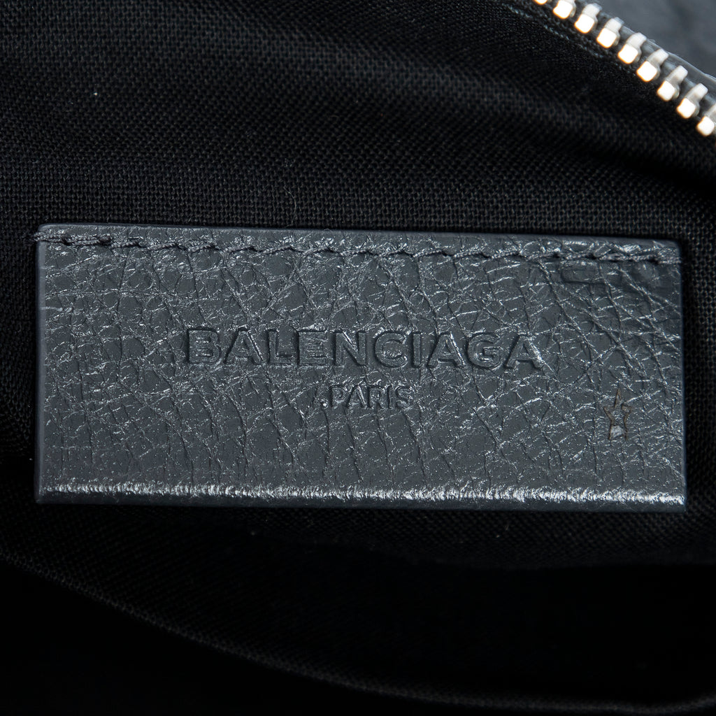 Shoulder Bag Classic Zip Clutch Grey Distressed Calfskin Leather