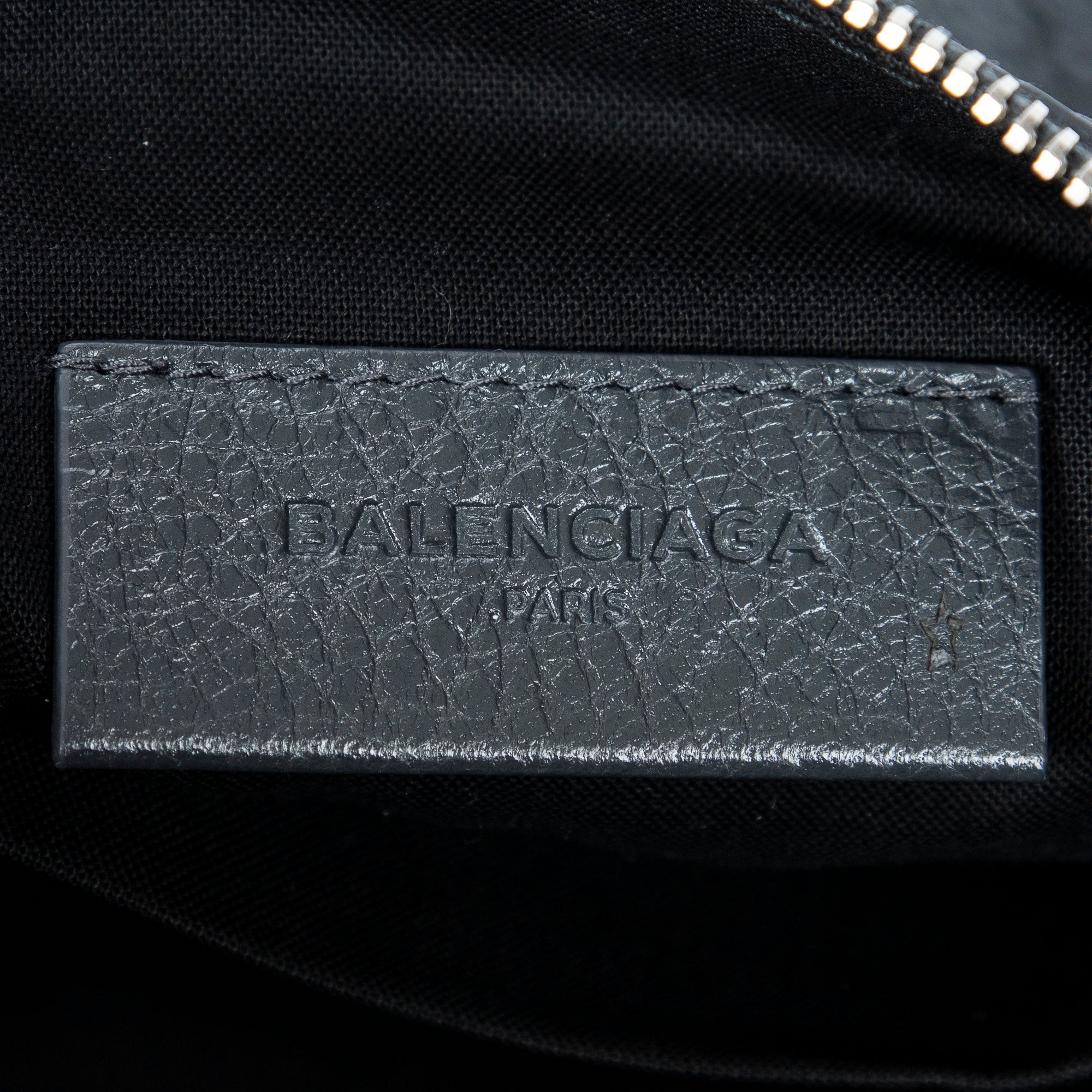 Shoulder Bag Classic Zip Clutch Grey Distressed Calfskin Leather