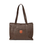 Shoulder Bag Square Zip Shopping Tote Brown Macadam Coated Canvas