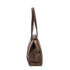 Shoulder Bag Square Zip Shopping Tote Brown Macadam Coated Canvas