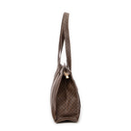 Shoulder Bag Square Zip Shopping Tote Brown Macadam Coated Canvas