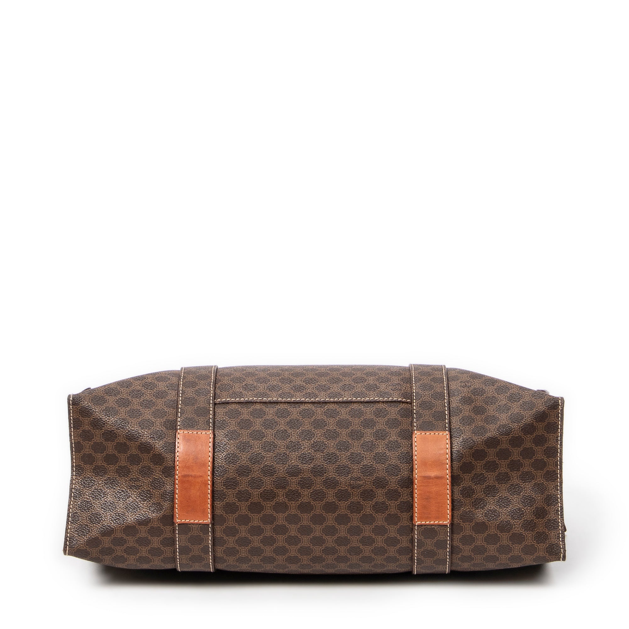 Shoulder Bag Square Zip Shopping Tote Brown Macadam Coated Canvas