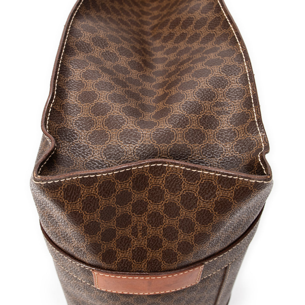 Shoulder Bag Square Zip Shopping Tote Brown Macadam Coated Canvas