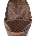 Shoulder Bag Square Zip Shopping Tote Brown Macadam Coated Canvas