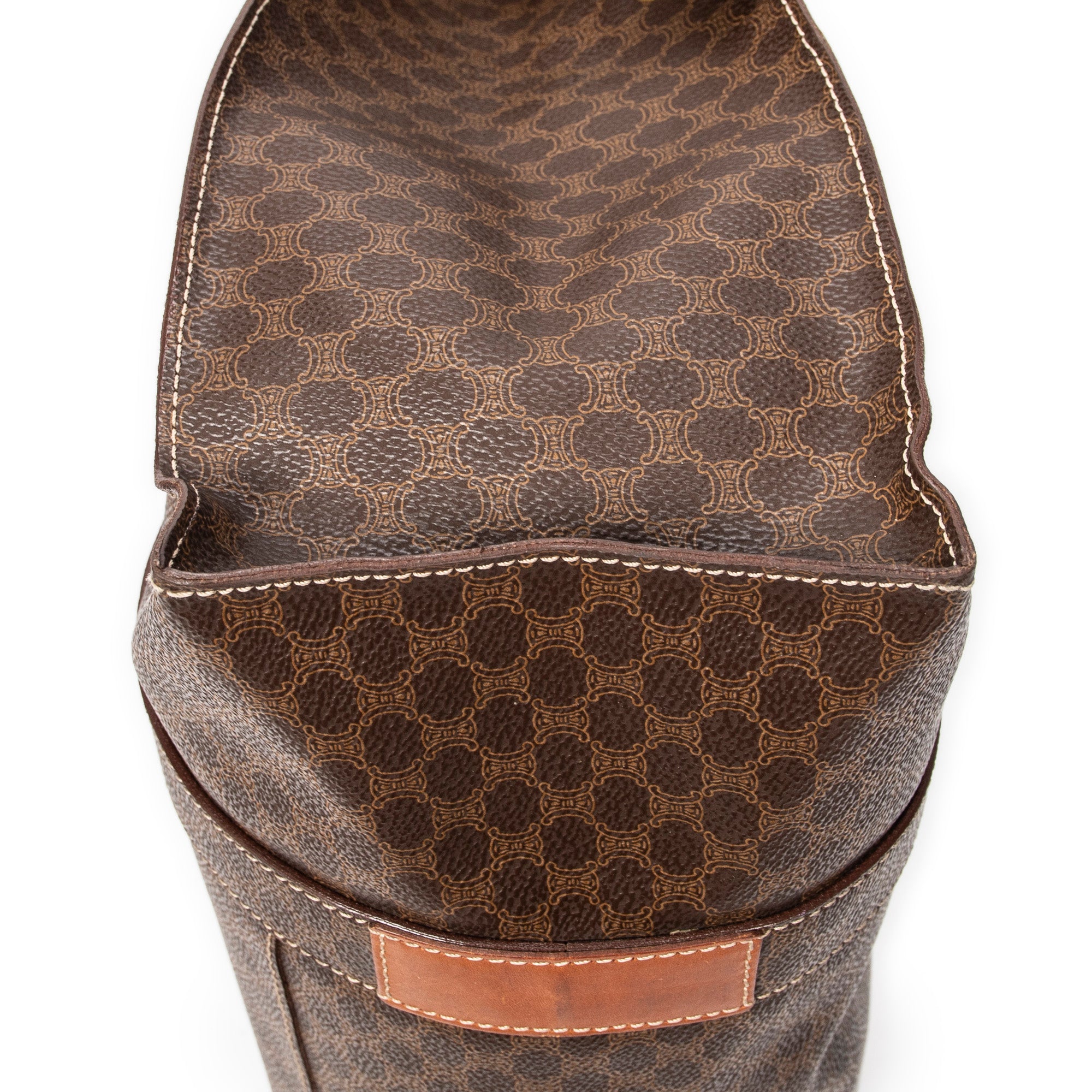 Shoulder Bag Square Zip Shopping Tote Brown Macadam Coated Canvas