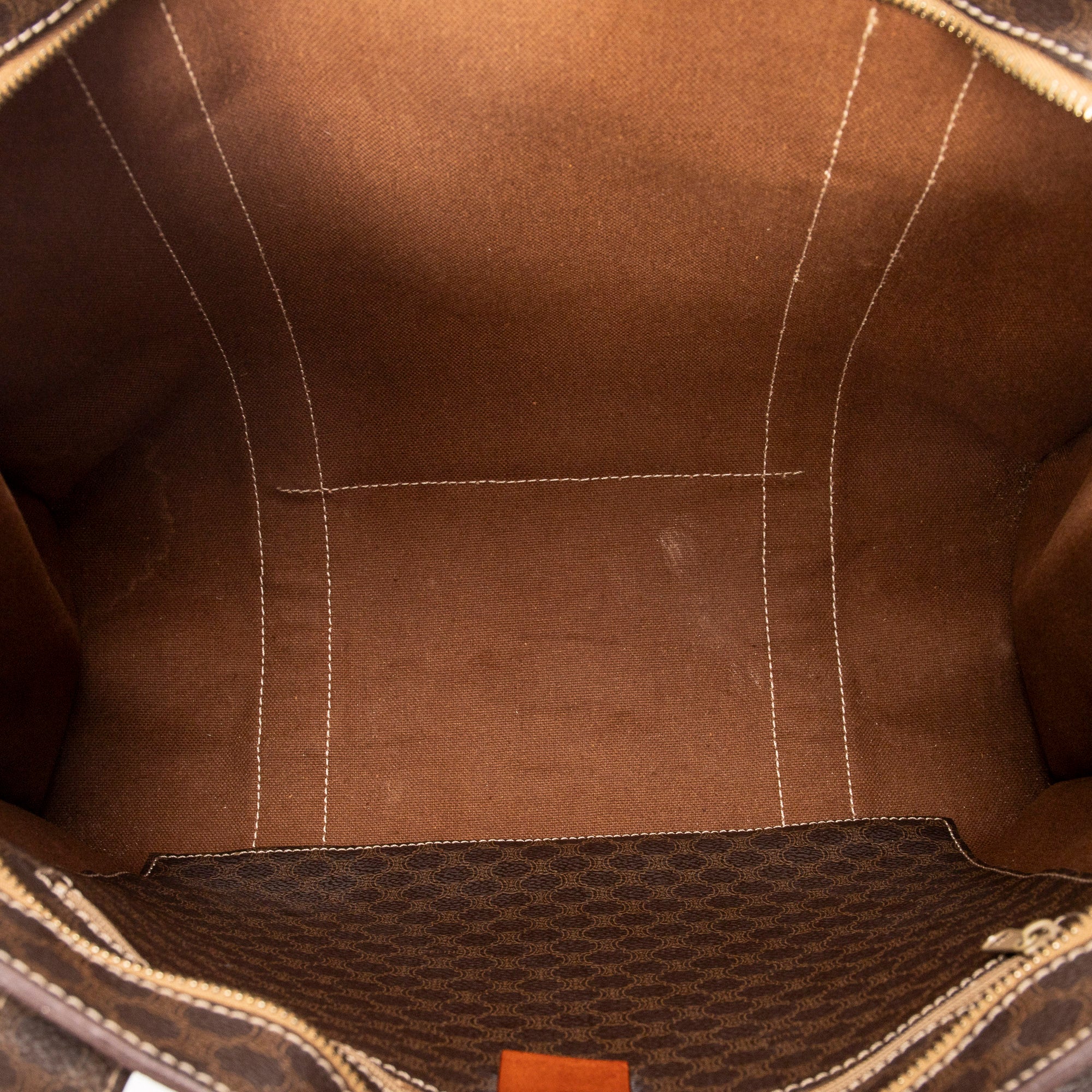Shoulder Bag Square Zip Shopping Tote Brown Macadam Coated Canvas