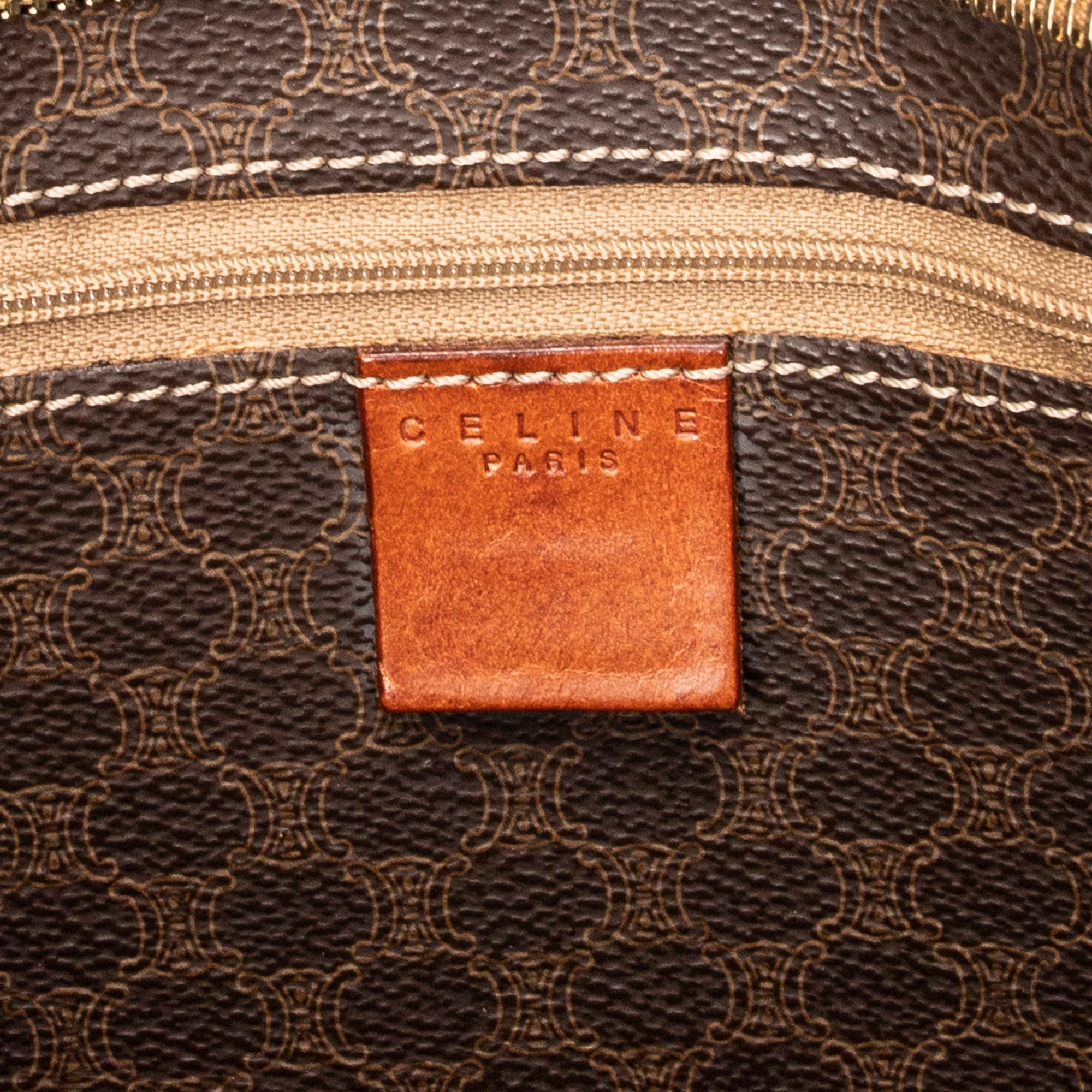 Shoulder Bag Square Zip Shopping Tote Brown Macadam Coated Canvas