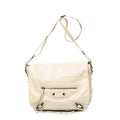 Shoulder Bag Folk Messenger Beige Distressed Calfskin Leather