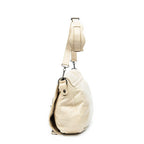 Shoulder Bag Folk Messenger Beige Distressed Calfskin Leather