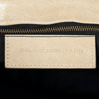 Shoulder Bag Folk Messenger Beige Distressed Calfskin Leather