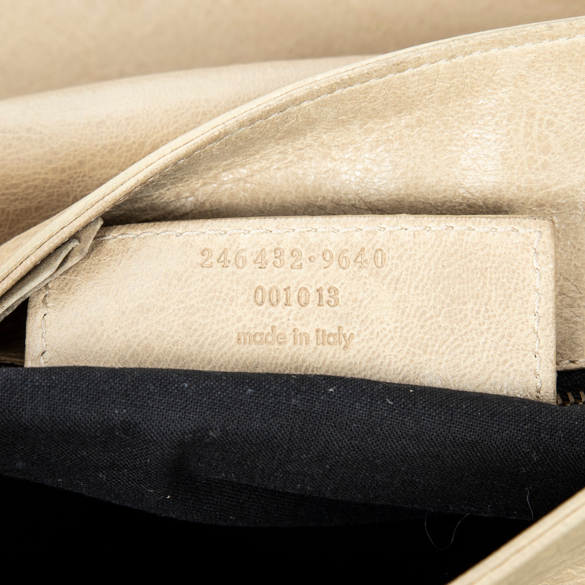 Shoulder Bag Folk Messenger Beige Distressed Calfskin Leather