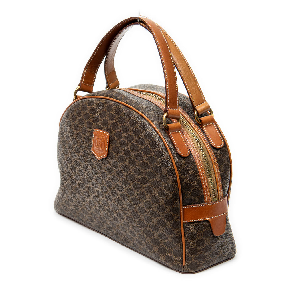 Handbag Dome Top Handle Brown Macadam Coated Canvas
