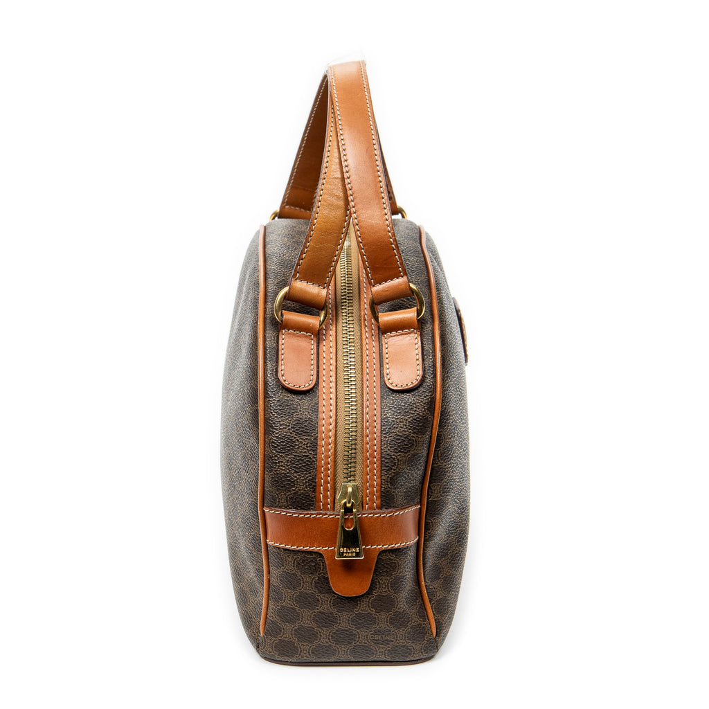 Handbag Dome Top Handle Brown Macadam Coated Canvas