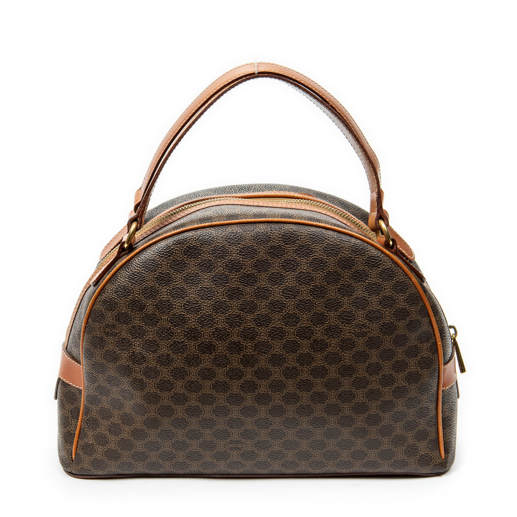 Handbag Dome Top Handle Brown Macadam Coated Canvas
