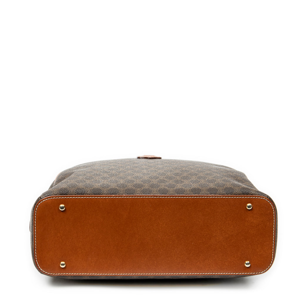 Handbag Dome Top Handle Brown Macadam Coated Canvas