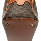 Handbag Dome Top Handle Brown Macadam Coated Canvas