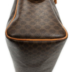Bolso de mano vintage pequeño, bolsillo deslizante, Boston, lona revestida de macadán marrón
