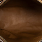 Bolso de mano vintage pequeño, bolsillo deslizante, Boston, lona revestida de macadán marrón