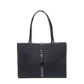Shoulder Bag Large Square Tote Black Monogrammed Canvas