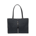 Shoulder Bag Large Square Tote Black Monogrammed Canvas