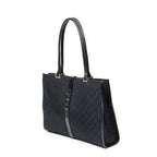 Shoulder Bag Large Square Tote Black Monogrammed Canvas