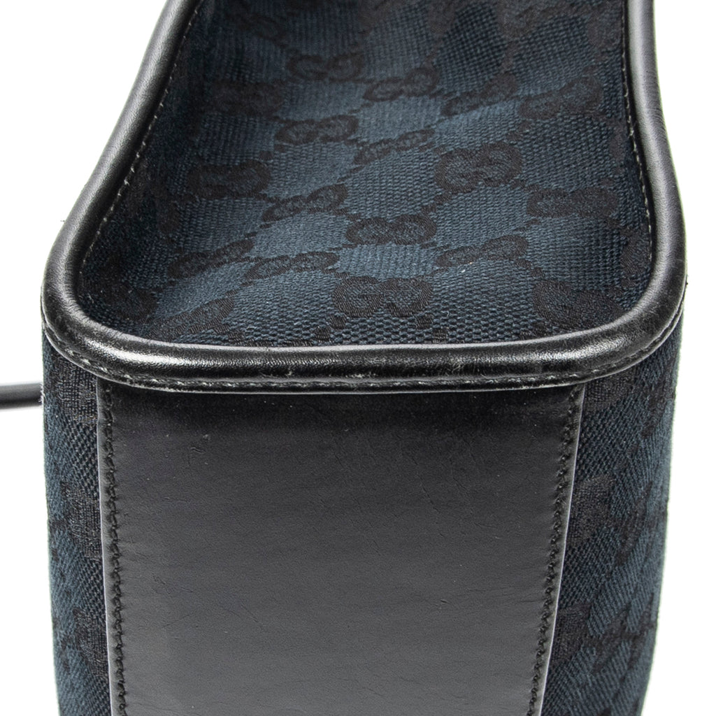 Shoulder Bag Large Square Tote Black Monogrammed Canvas