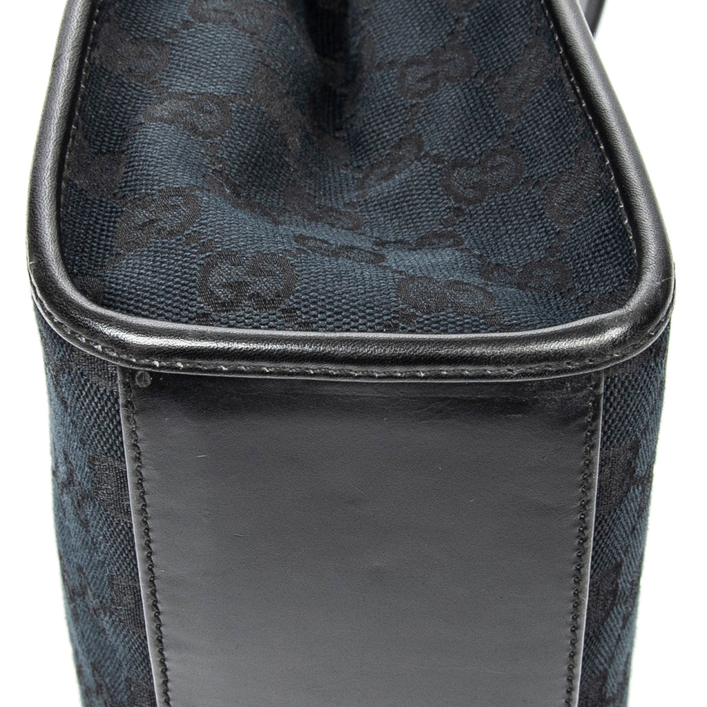 Shoulder Bag Large Square Tote Black Monogrammed Canvas