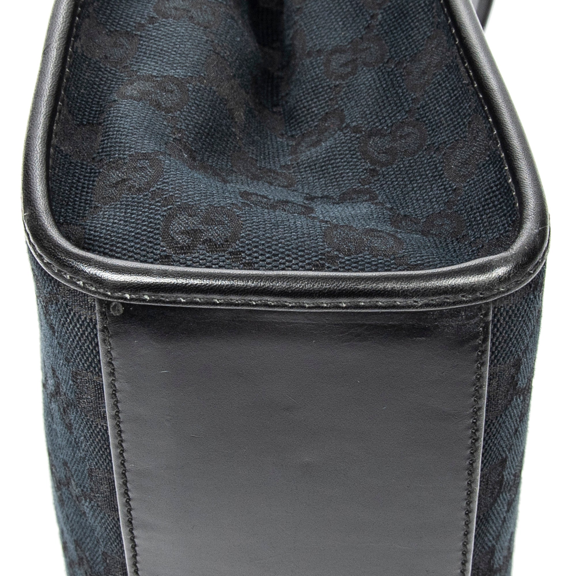 Shoulder Bag Large Square Tote Black Monogrammed Canvas