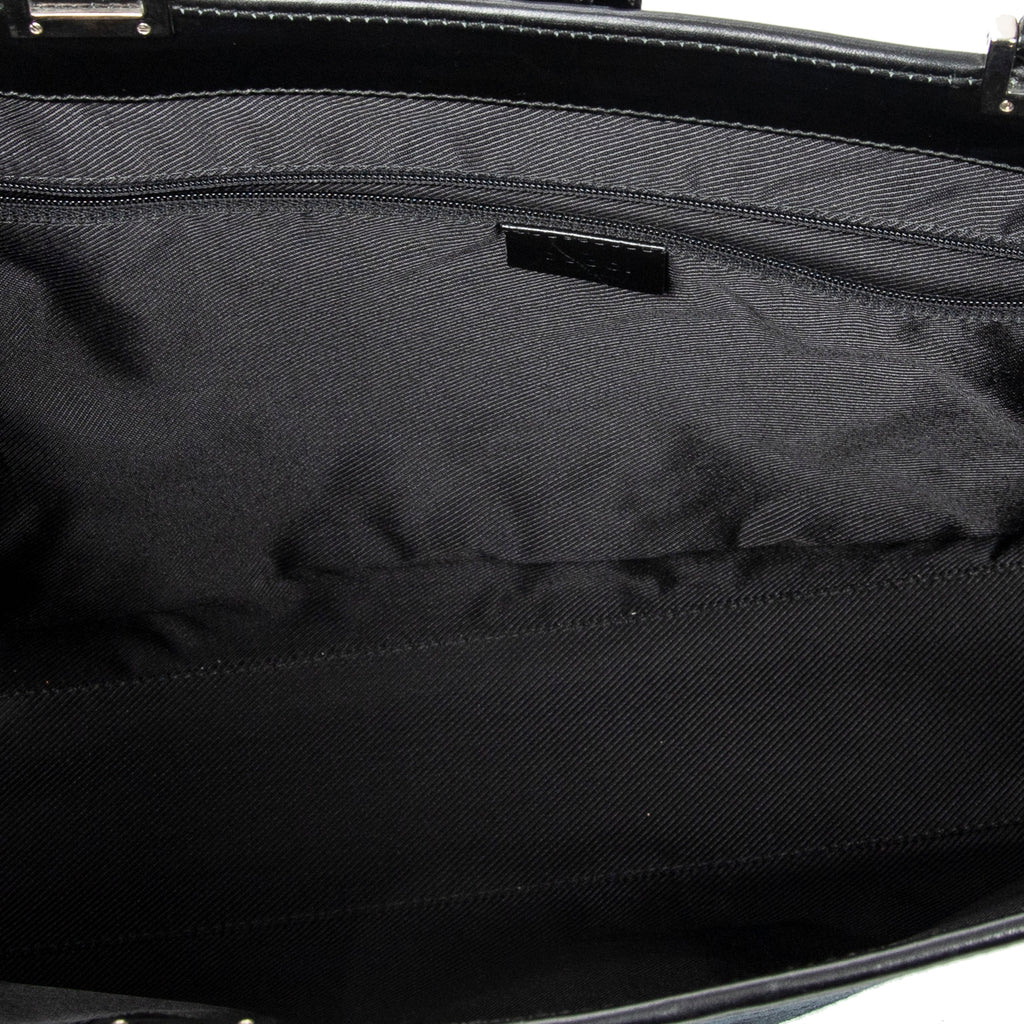 Shoulder Bag Large Square Tote Black Monogrammed Canvas
