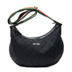 Shoulder Bag Web Halfmoon Messenger Black Monogrammed Canvas