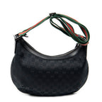 Shoulder Bag Web Halfmoon Messenger Black Monogrammed Canvas