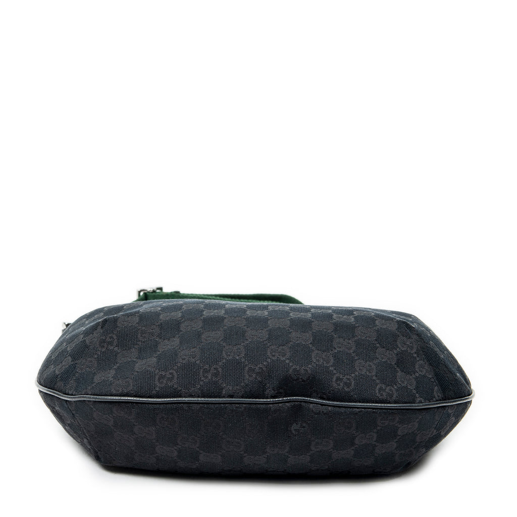 Shoulder Bag Web Halfmoon Messenger Black Monogrammed Canvas