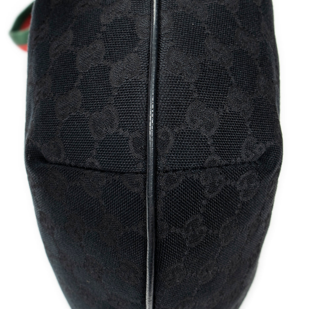 Shoulder Bag Web Halfmoon Messenger Black Monogrammed Canvas