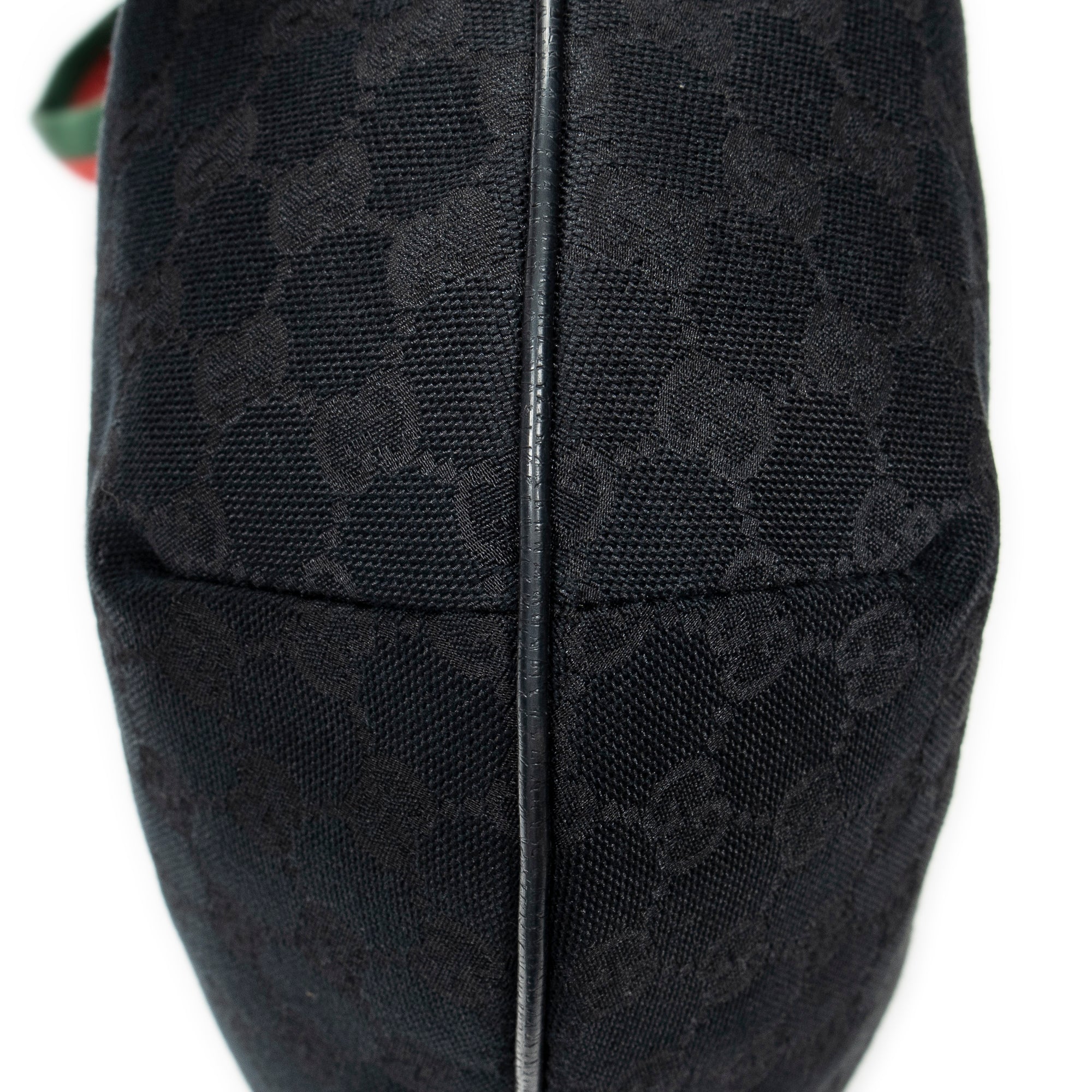 Shoulder Bag Web Halfmoon Messenger Black Monogrammed Canvas