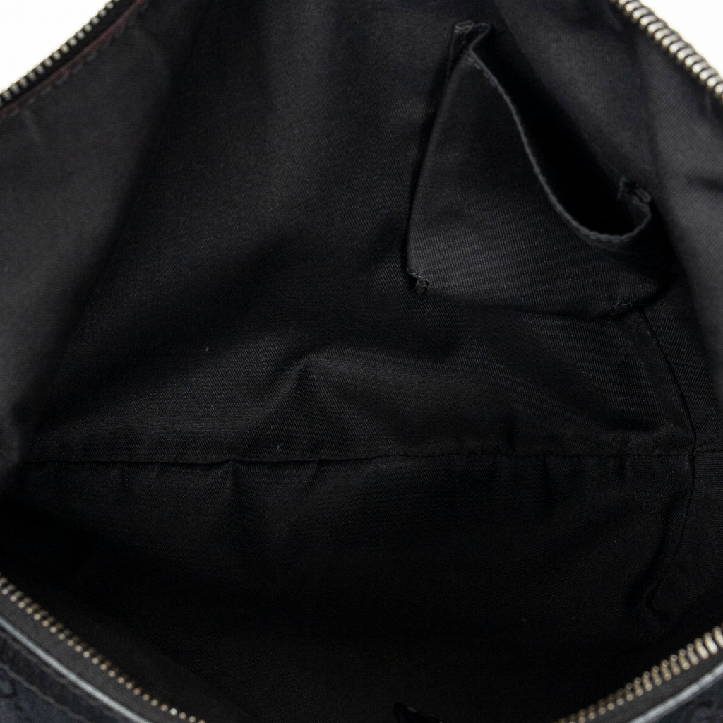 Shoulder Bag Web Halfmoon Messenger Black Monogrammed Canvas