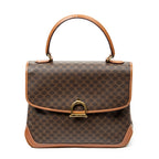 Shoulder Bag Vintage Top Handle Flap Brown Macadam Coated Canvas