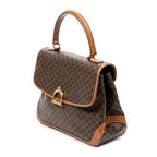 Shoulder Bag Vintage Top Handle Flap Brown Macadam Coated Canvas