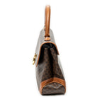 Shoulder Bag Vintage Top Handle Flap Brown Macadam Coated Canvas