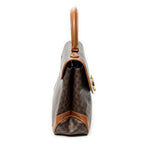 Shoulder Bag Vintage Top Handle Flap Brown Macadam Coated Canvas