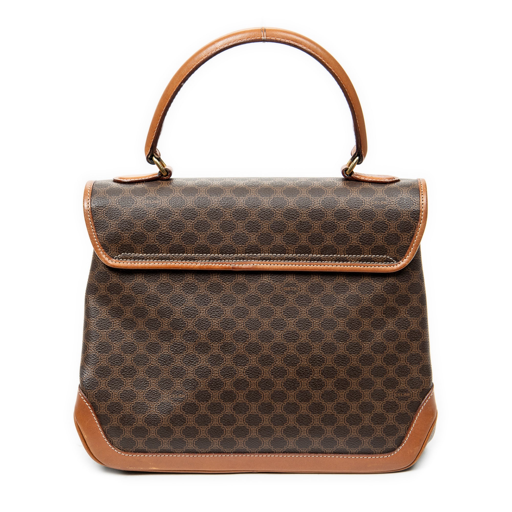 Shoulder Bag Vintage Top Handle Flap Brown Macadam Coated Canvas