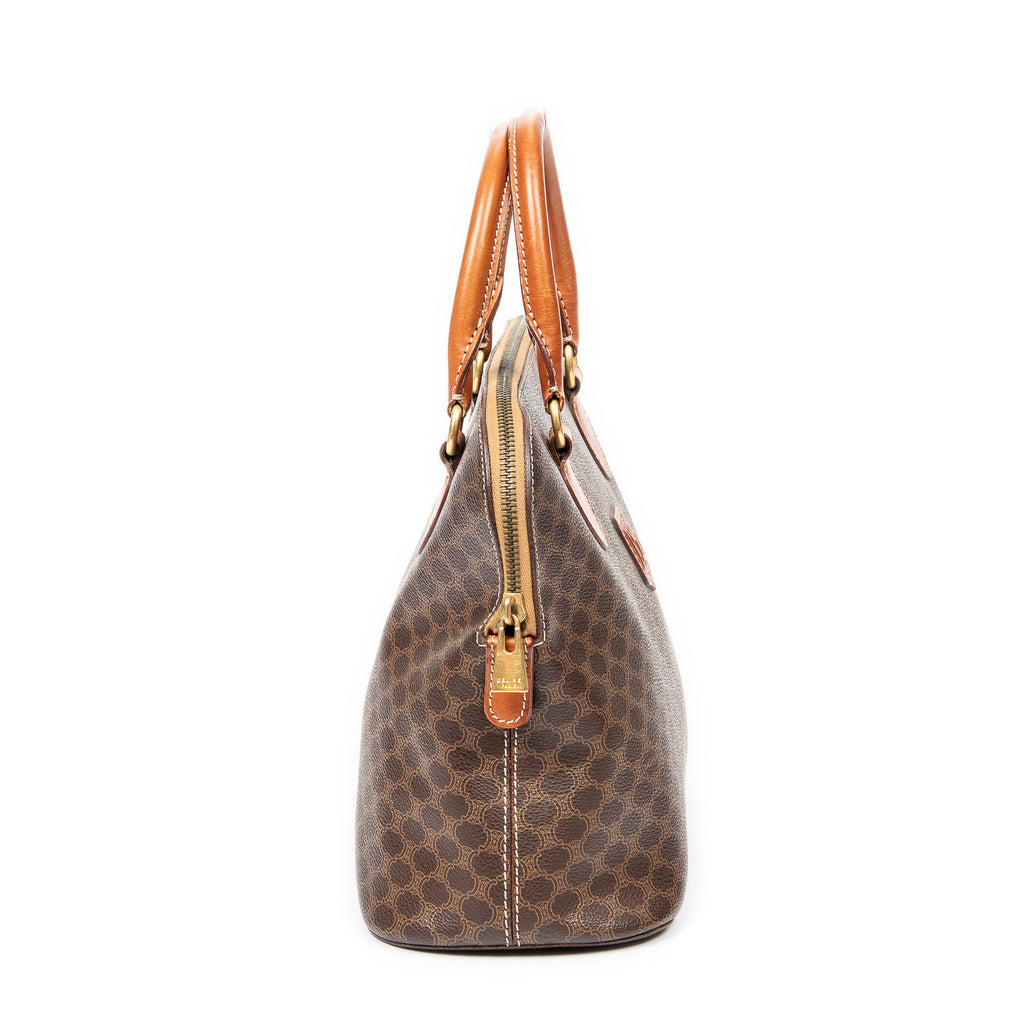 Bolso de mano Vintage con asa superior abovedada, lona revestida Macadam marrón
