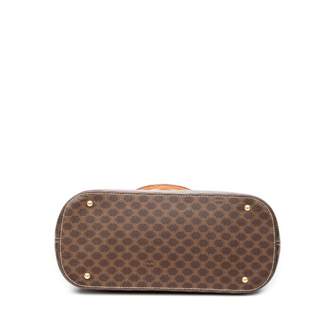 Bolso de mano Vintage con asa superior abovedada, lona revestida Macadam marrón