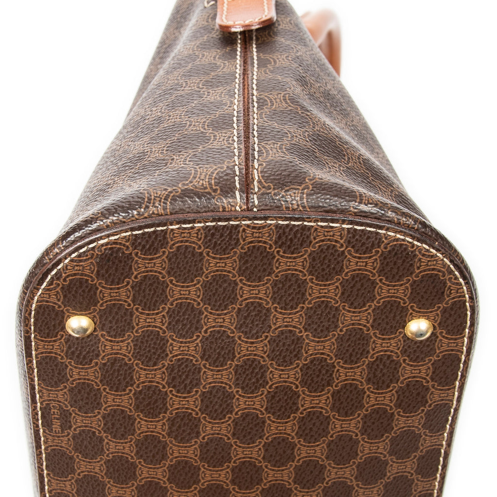 Bolso de mano Vintage con asa superior abovedada, lona revestida Macadam marrón