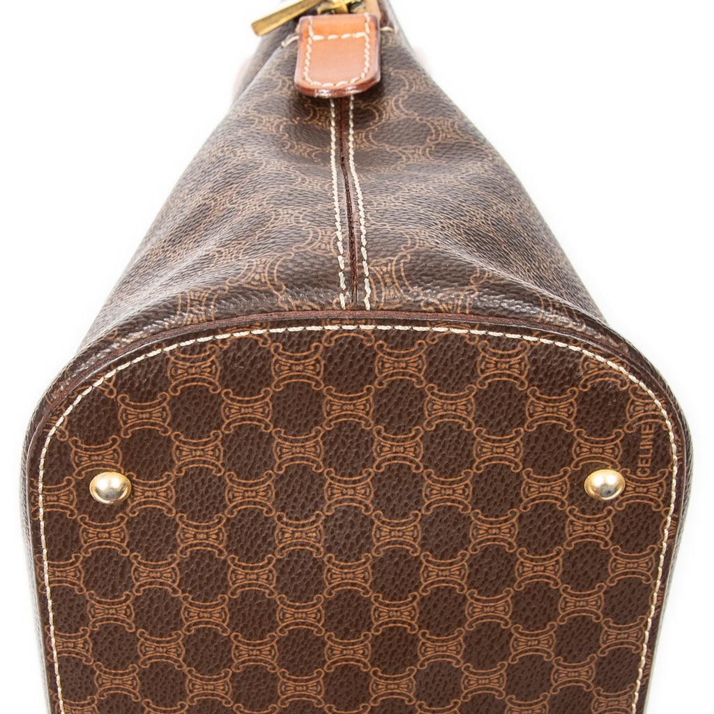 Bolso de mano Vintage con asa superior abovedada, lona revestida Macadam marrón